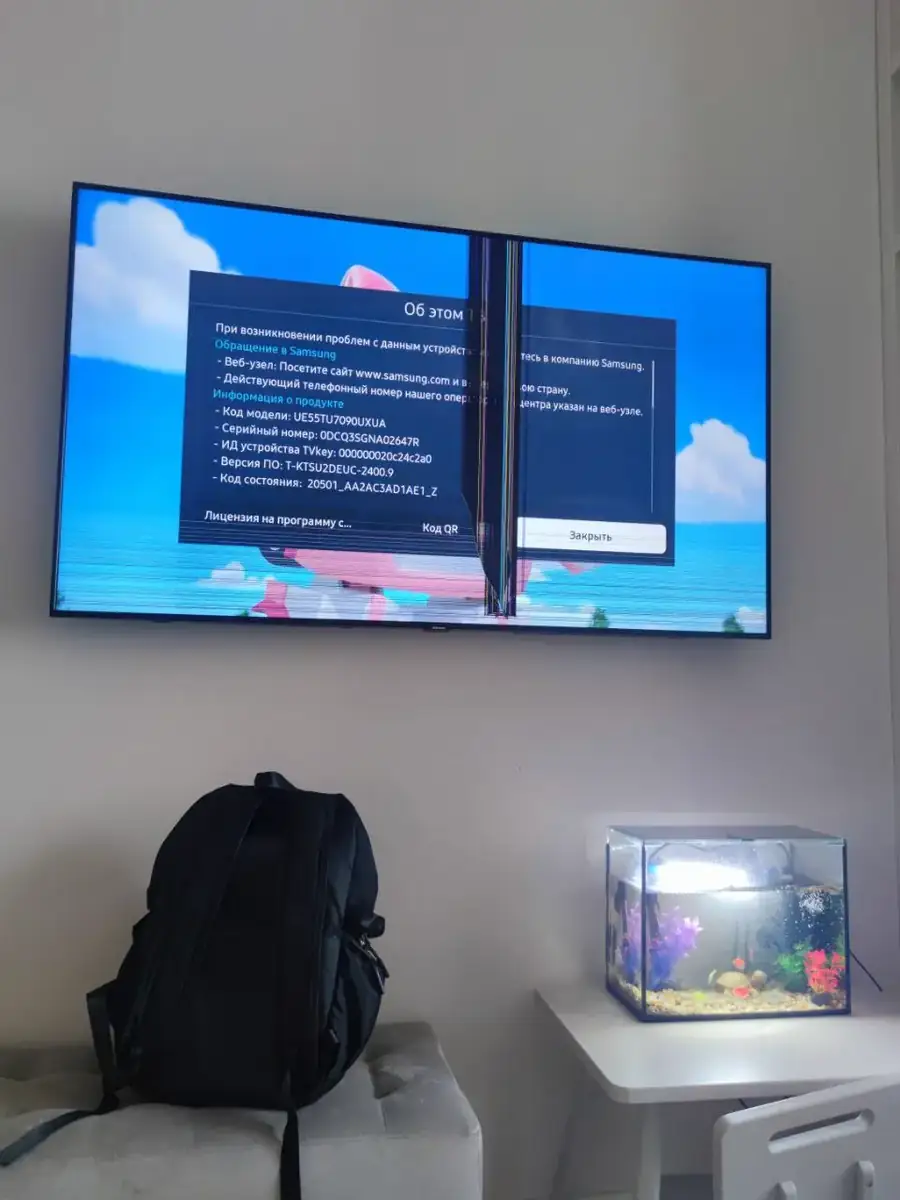 До ремонту: Samsung UE55TU7090 — розбита матриця samsung ue55tu7090 біля метро харківська: діагностика і заміна екрана, Київ